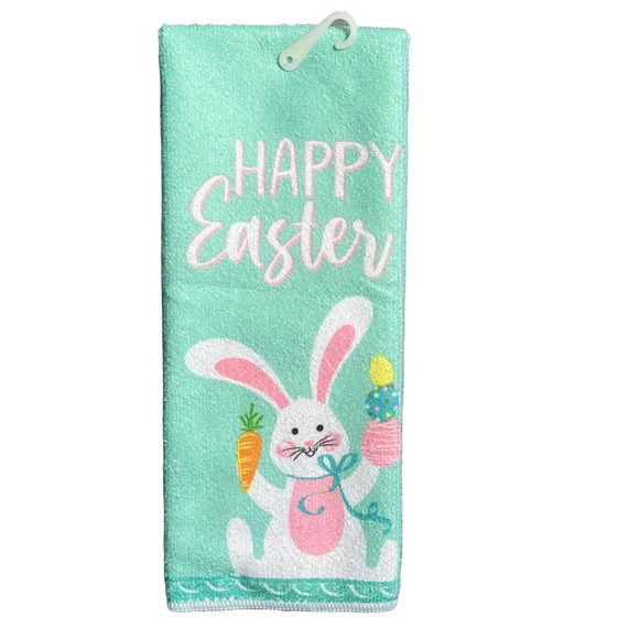 NWT GREEN AND WHITE EASTER DECORATIVE TOWEL - Picture 2 of 3